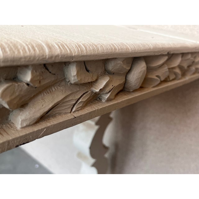 19th White Painted White Country Lyre Legs Large Console or Center Table For Sale - Image 10 of 13