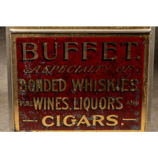 Early 20th Century Pre-Prohibition Fortune's Buffet R O G Mirror Sign For Sale - Image 4 of 12