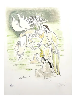Jean Cocteau, Angel, 1967, Hand-Colored Lithograph