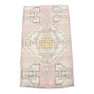 1960s Light Pink Faded Pale Natural Small Rug For Sale
