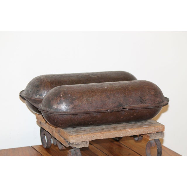Industrial Antique Ideal 1897 Metal Double Bread Loaf Baker's Mold W/ Original Clasp For Sale - Image 3 of 11