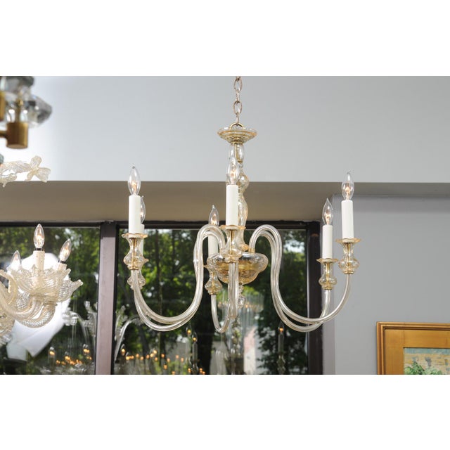 1960s Elegant 6-Light Venetian Glass Chandelier, 1960s Italy For Sale - Image 14 of 16