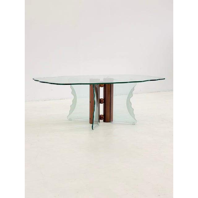 Vintage Postmodern Coffee Table with Corrugated Glass and Wooden Spheres, 1970s For Sale - Image 9 of 9