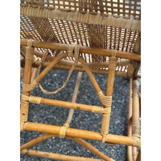 Vintage Rattan Reclining Lounge Chair With Pull-Out Ottoman For Sale - Image 11 of 11