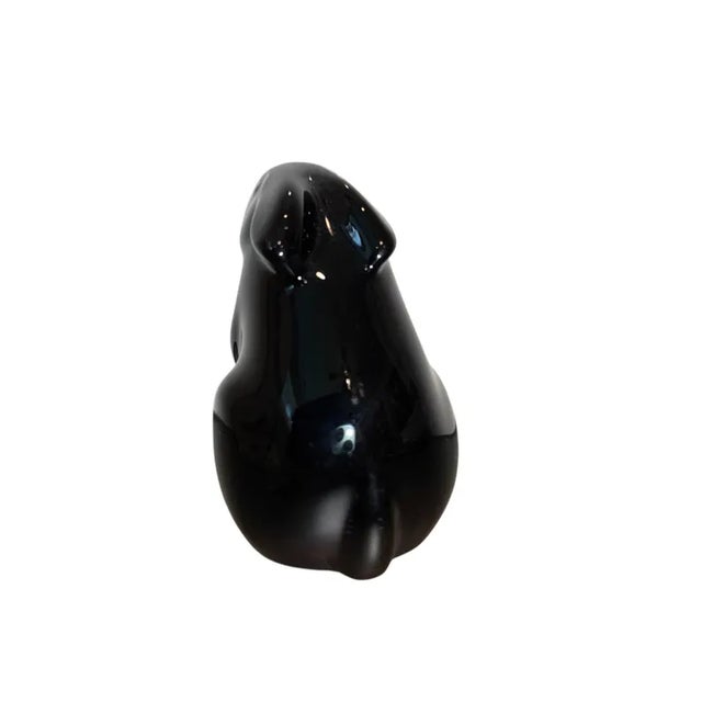 Baccarat Black Bunny, Baccarat Crystal Black Rabbit, Baccarat Animal Figure, Made in France, Signed Baccarat Bunny Paper...