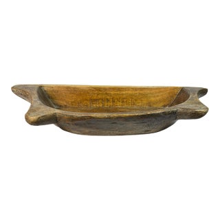 Antique English Hand-Hewn Oak Dough Bowl Trencher For Sale