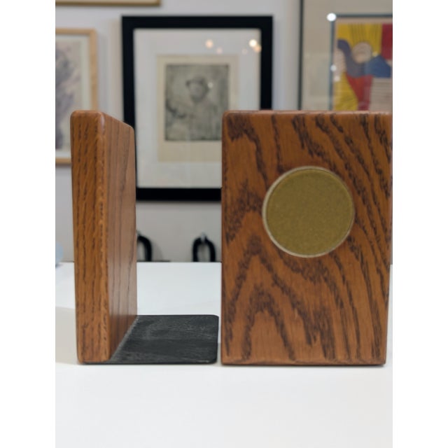 1960s Marshall Studios Walnut Bookends With Dot Inlay, 1960s For Sale - Image 5 of 5