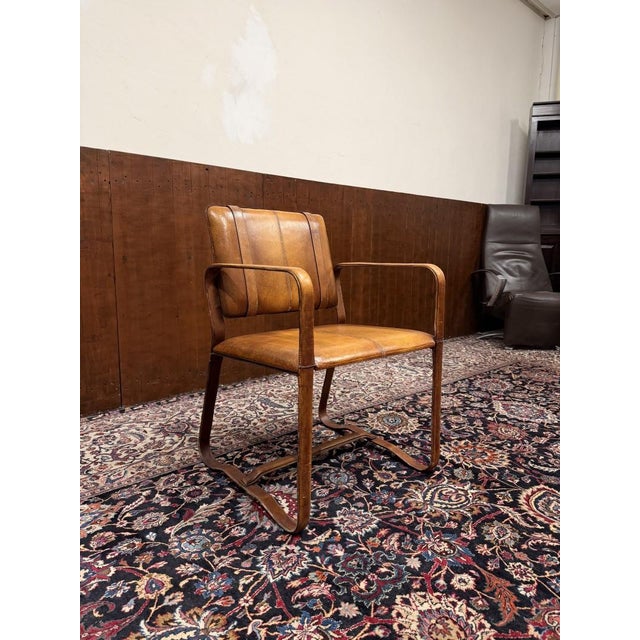 Leather Chair with Buckle in the style of Jaqcue Adnet For Sale - Image 13 of 14