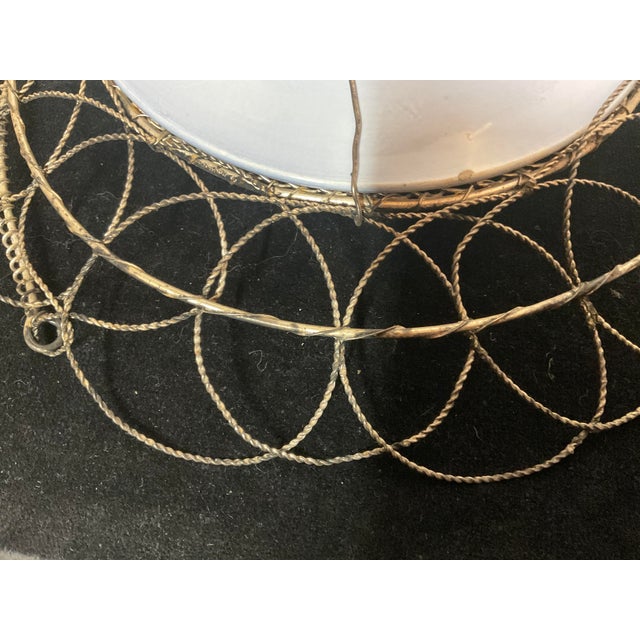 Late 19th Century Antique German Wirework Basket With a Flow Blue and White Porcelain Dish. For Sale - Image 5 of 5