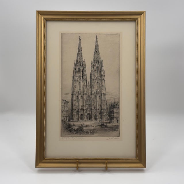 Antique German Paul Geissler Signed Original Etching Cologne Cathedral C. 1920 For Sale - Image 10 of 12