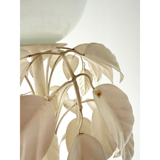 Italian Enamel White Leaf Tole Floor Lamp by Sergio Terzani, 1970s For Sale - Image 14 of 18