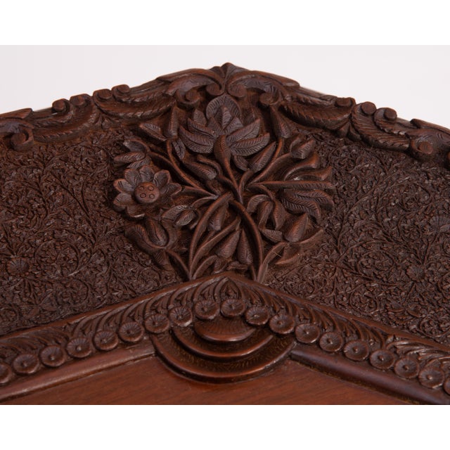 Anglo Indian Intricately Carved Teak Folding Campaign Table Octagon Top For Sale - Image 12 of 17