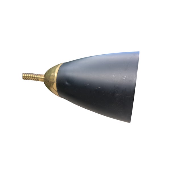 Vintage Gerald Thurston for Lightolier Gooseneck Black and Gold Floor Lamp For Sale - Image 10 of 13