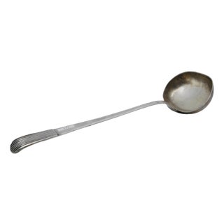 Smooth Silver Soup Ladle with Embossed Handle For Sale