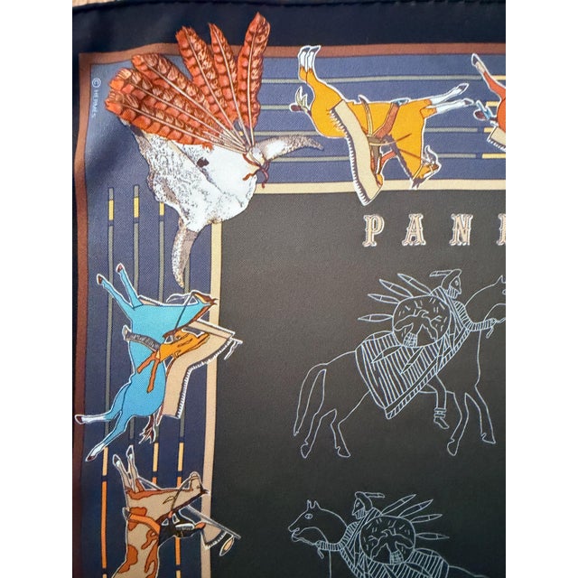 Hermès HERMÈS PANI la SHAR Pawnee Silk Scarf 26x26 inches 2005 designed by Kermit Oliver For Sale - Image 4 of 10