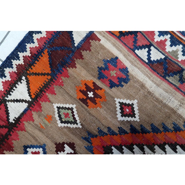 Ivory 1930s, Handmade Antique Persian Ardabil Kilim Rug 4.5' X 6.5' For Sale - Image 8 of 16