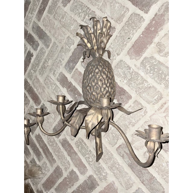 1980s Pair of Global Views Regency Gold Gilt 4 Light Pineapple Sconces For Sale - Image 5 of 7