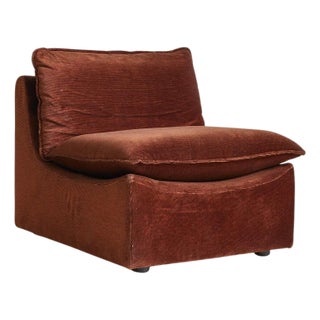 Italian Rust Corduroy Sling Lounge Chair, 1970s - 2 Available For Sale