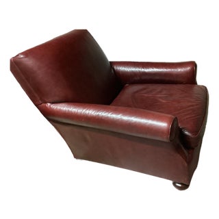 Vintage Large Burgundy Leather Club Chair by Hickory Furniture For Sale