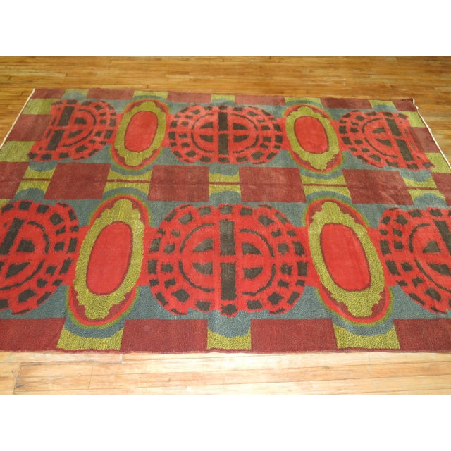 Zabihi Collection Vintage European Modernist Rug For Sale - Image 4 of 6