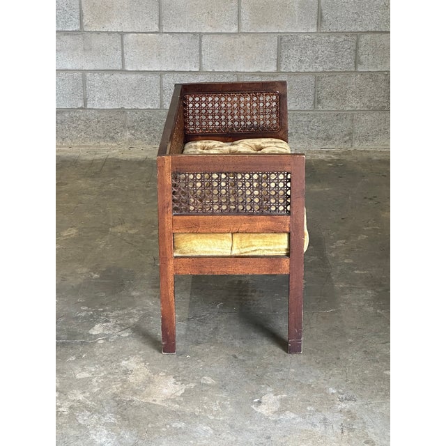 1970s 1970s Walnut and Cane Window Bench For Sale - Image 5 of 10