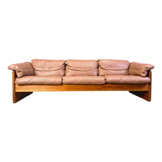 Danish Leather and Teak 3-Seater Sofa from Mikael Laursen, 1970s For Sale