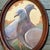 Original painting on wood panel signed on reverse overall size with frame is approximately 8.5 across by 10.5 high
