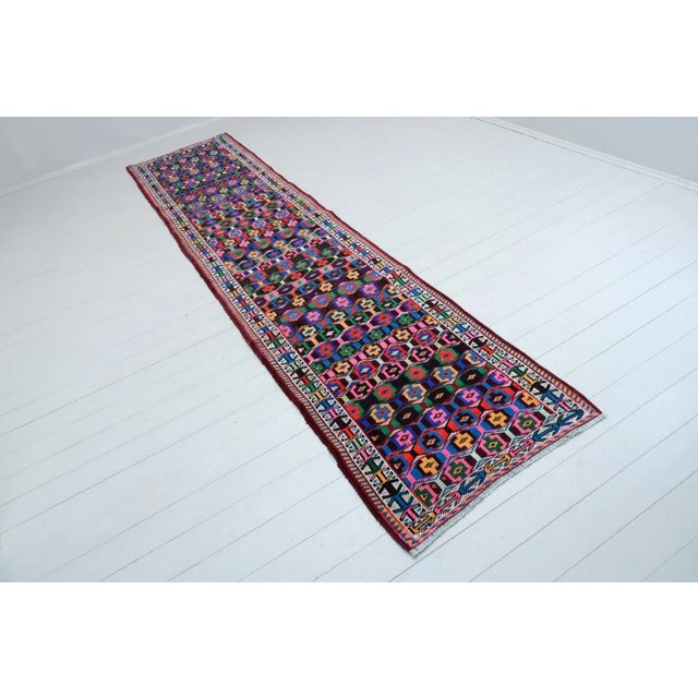 Tribal Vintage Turkish Rug Runner Geometric Carpet Runner-2′11″ × 12′11″ For Sale - Image 3 of 13