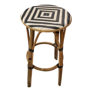 Black & White Rattan Bar Stool For Sale