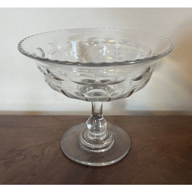 Transparent Antique 19th Century American Cut Glass Footed Centerpiece Compote or Fruit Bowl For Sale - Image 8 of 16