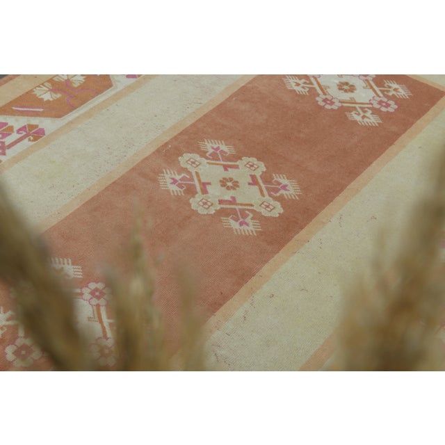 1970s Vintage Turkish Oushak Handmade Wool Cotton Cream Area Rug For Sale In San Francisco - Image 6 of 11