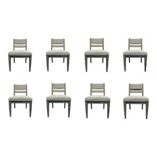 Modern Casual Gray Slat Back Dining Chairs Set of 8 For Sale