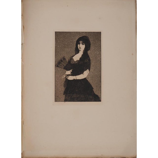Edouard manet (1832-1883) exotic flower (or the woman with the mantilla) 1869 original etching signed in the plate on...