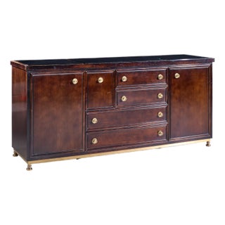 Late 20th Century Laura Kirar for Baker Dansu Walnut and Brass Credenza For Sale