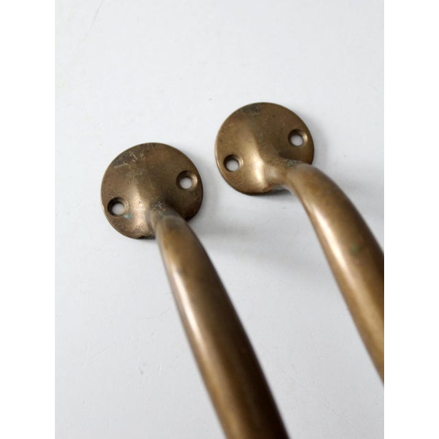 Vintage Brass Door Handles Pair For Sale - Image 6 of 11