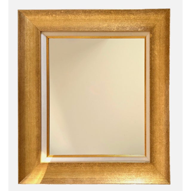 Traditional Circa 1990 Custom Traditional Gilt Wood and Linen Art Frame Repurposed Into Wall Mirror For Sale - Image 3 of 11