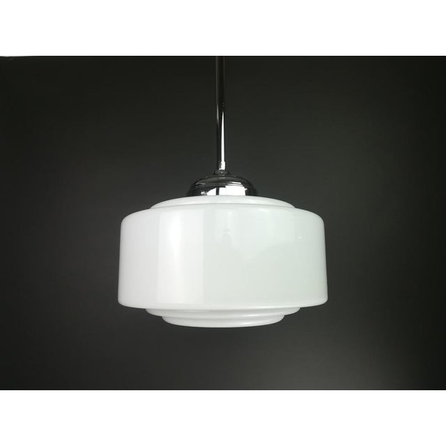 Silver Bauhaus Opal Hanging Lamp For Sale - Image 8 of 8