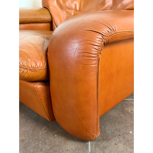 Vintage 1970s Italian Cognac Leather Lounge Chairs For Sale In Los Angeles - Image 6 of 12