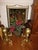 Two massive 5” brass ball fireplace Andiron’s with urn shaped shaft and c-shaped arched feet. 17 1/2” high x 10” wide....