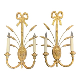 20th Century Pair Gilt Sconces For Sale