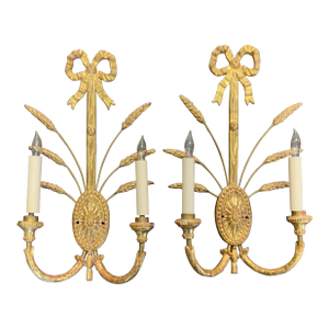 20th Century Pair Gilt Sconces