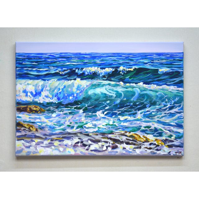 I poured my heart into this piece, capturing the powerful motion and vibrant energy of the waves with acrylics. The lively...