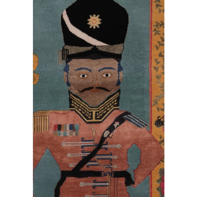 Rug & Kilim’s Modern Classics "Sipahi" Pictorial Runner Rug, Bristol Blue & Gold For Sale In New York - Image 6 of 10