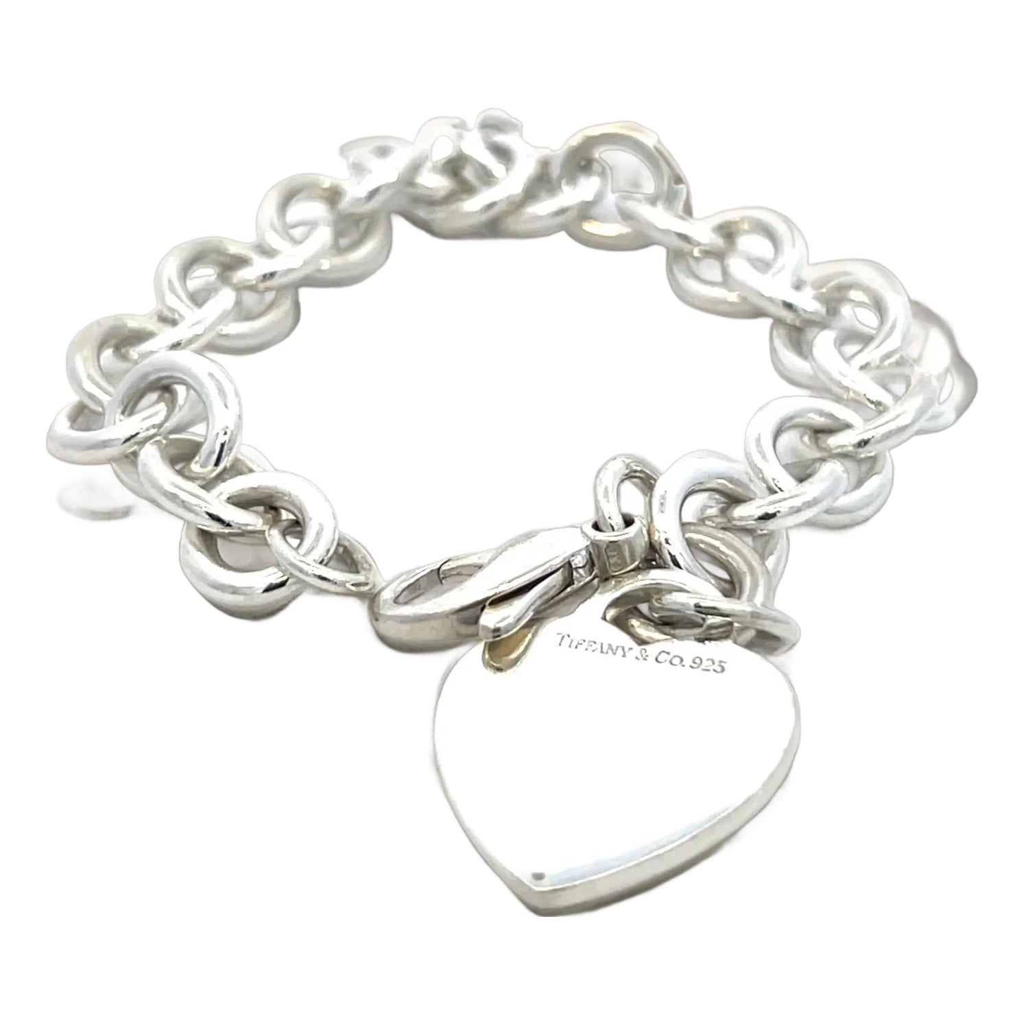 Tiffany Co Estate Heart Charm Bracelet Sterling Silver