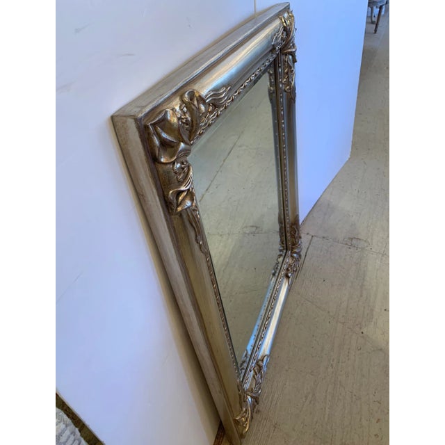 Wood Italian Silver Giltwood Mirror With Calla Lily Decoration For Sale - Image 7 of 13