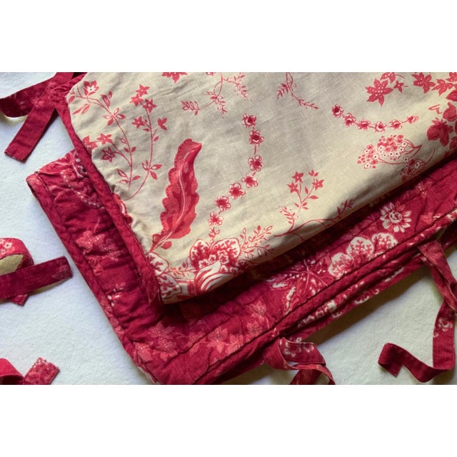 Red Vintage French Turkey Red Cotton Pillow Sham, Hand & Machine Stitched, Reversible Envelope Closure, Paris Flea Market Find For Sale - Image 8 of 11