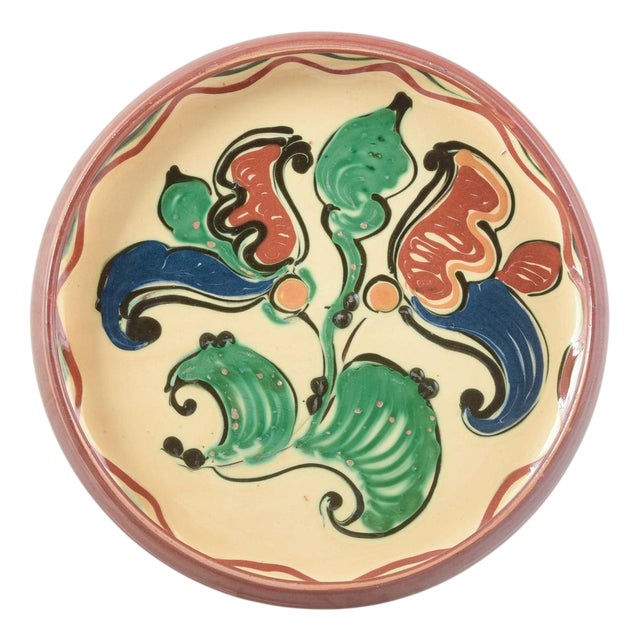 Decorative Wall or Serving Dish in Ceramic with Floral Motif from Kähler, Denmark, 1930s For Sale
