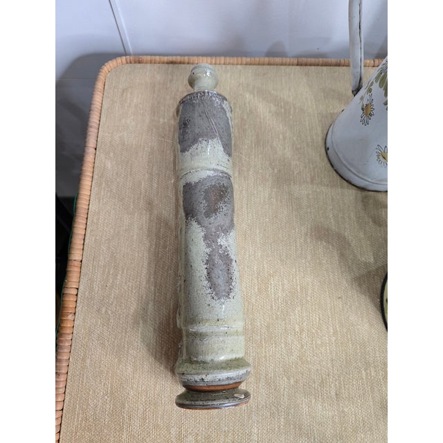 Brutalist Wabi-Sabi Style Sculptural Vase in Handcrafted Glazed Stoneware, 1968 For Sale - Image 6 of 7