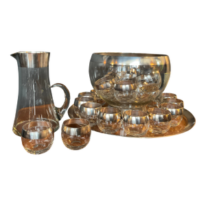 Mid 20th Century Attributed to Dorothy Thorpe Sterling Roly Poly & Punch Bowl Set- 27 Pieces
