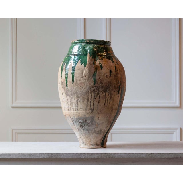 Rustic European 19th Century Balkan Terracotta Jar with Green Drip Glaze For Sale - Image 3 of 10
